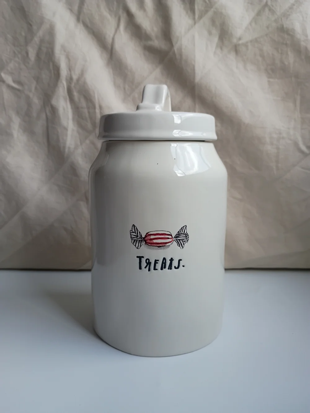 Rae Dunn Treats Canister Peppermint Candy Christmas Holiday Red White 8